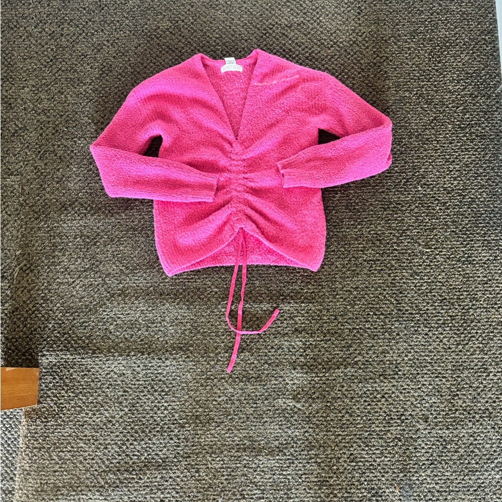 Pink Ruched Knit Sweater